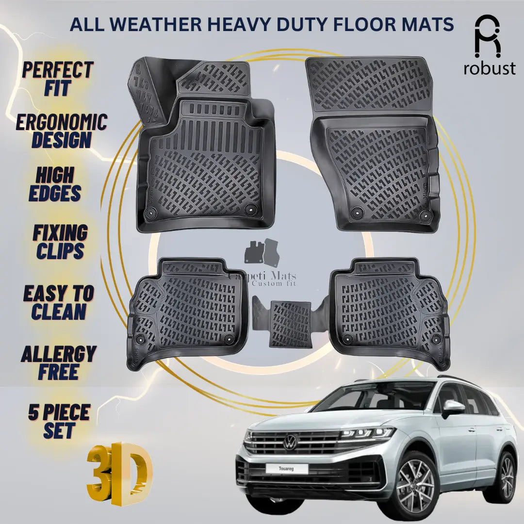 Floor Mats Liners For Volkswagen Touareg 2018-2025 All Weather Heavy Duty Rugs