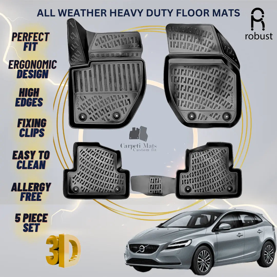 Floor Mats Liners For Volvo V40 2012-2019 All Weather Heavy Duty 3D Car Rugs New