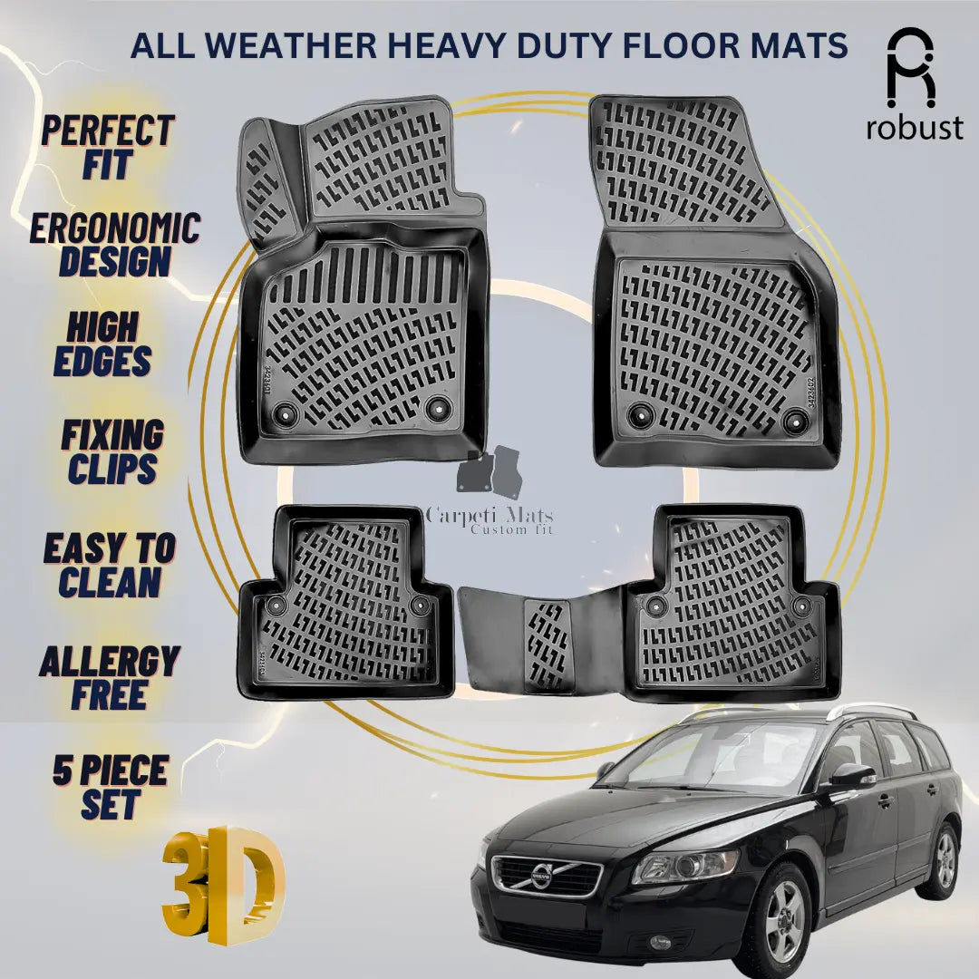 Floor Mats Liners For Volvo V50 2004-2012 All Weather Heavy Duty 3D Car Rugs New