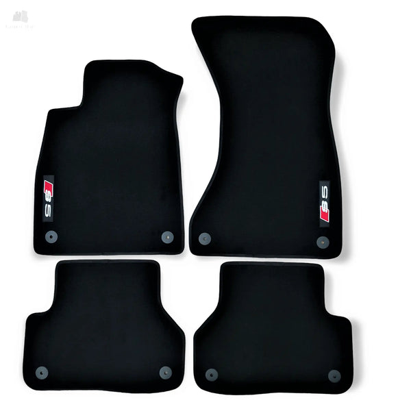 Car Floor Mats And Car Trunk Mat For Audi A5 2door Sedan 2010-2016 Faux Leather Car Mats,All Weather Use Car Floor Liners, Waterproof Anti Slip Auto Carpets Red And Black