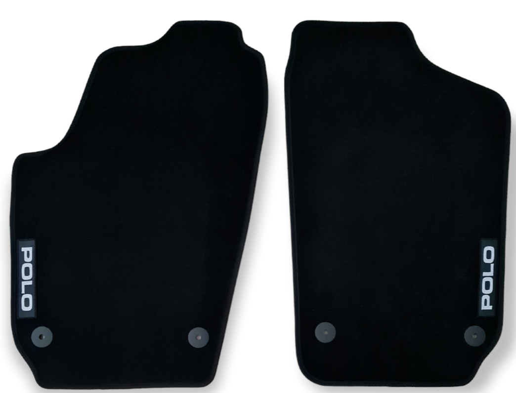 Front Car Floor Mats Velour For VW Polo Waterproof Black Carpet Auto Liners 2pcs