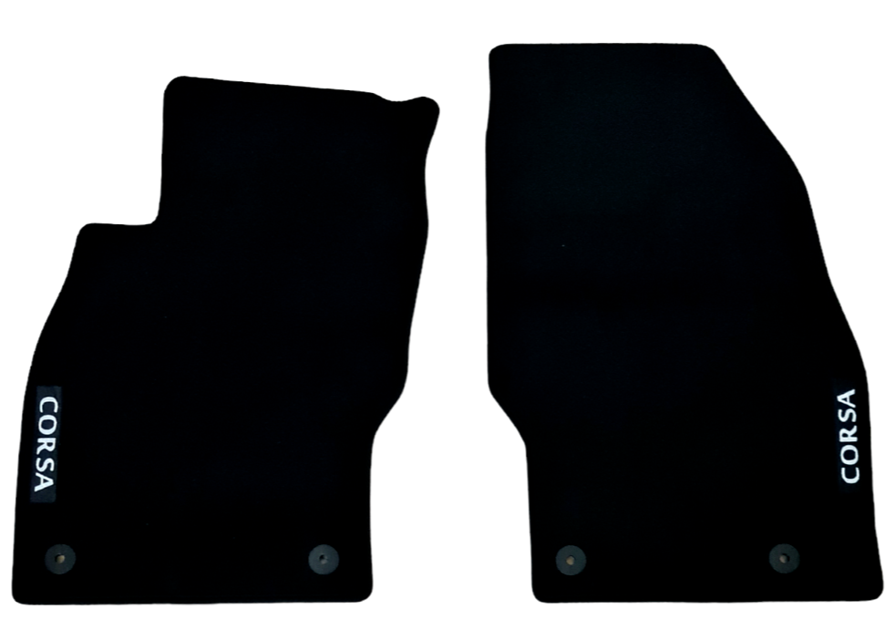 Front Car Floor Mats Velour For Opel Corsa E Waterproof Black Carpet Liners 2pcs