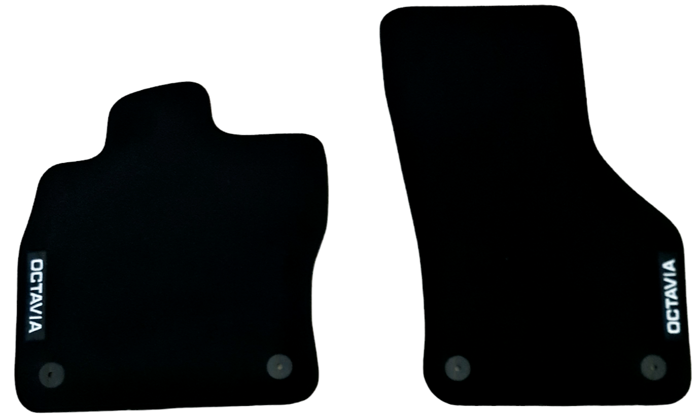 Front Car Floor Mats For Skoda Octavia Velour Waterproof Black Carpet Liners 2pc