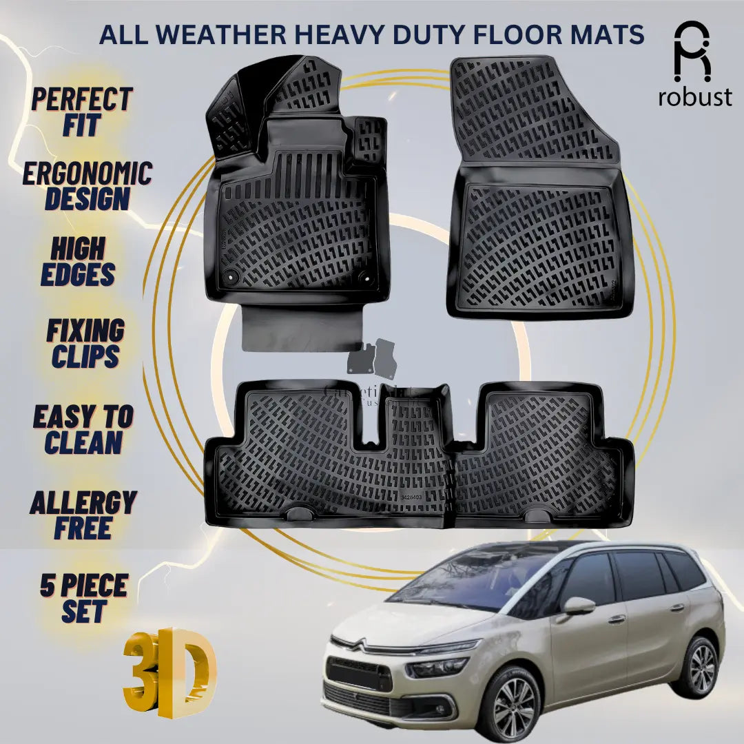 Floor Mat Liners For Citroen C4 Picassо 2013-2022 All Weather Heavy Duty 3D Rugs