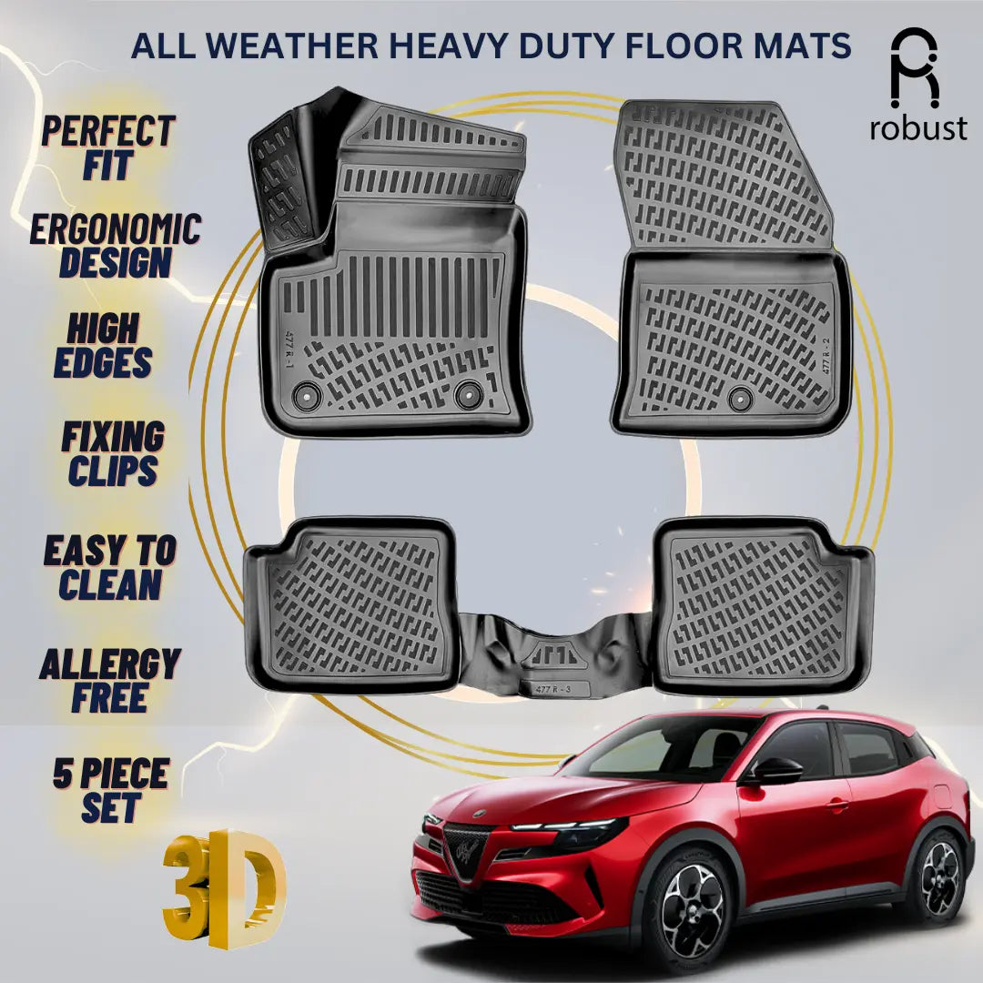 Floor Mats Liners For Alfa Romeo Junior EV 2024-2026 All Weather Heavy Duty Rugs