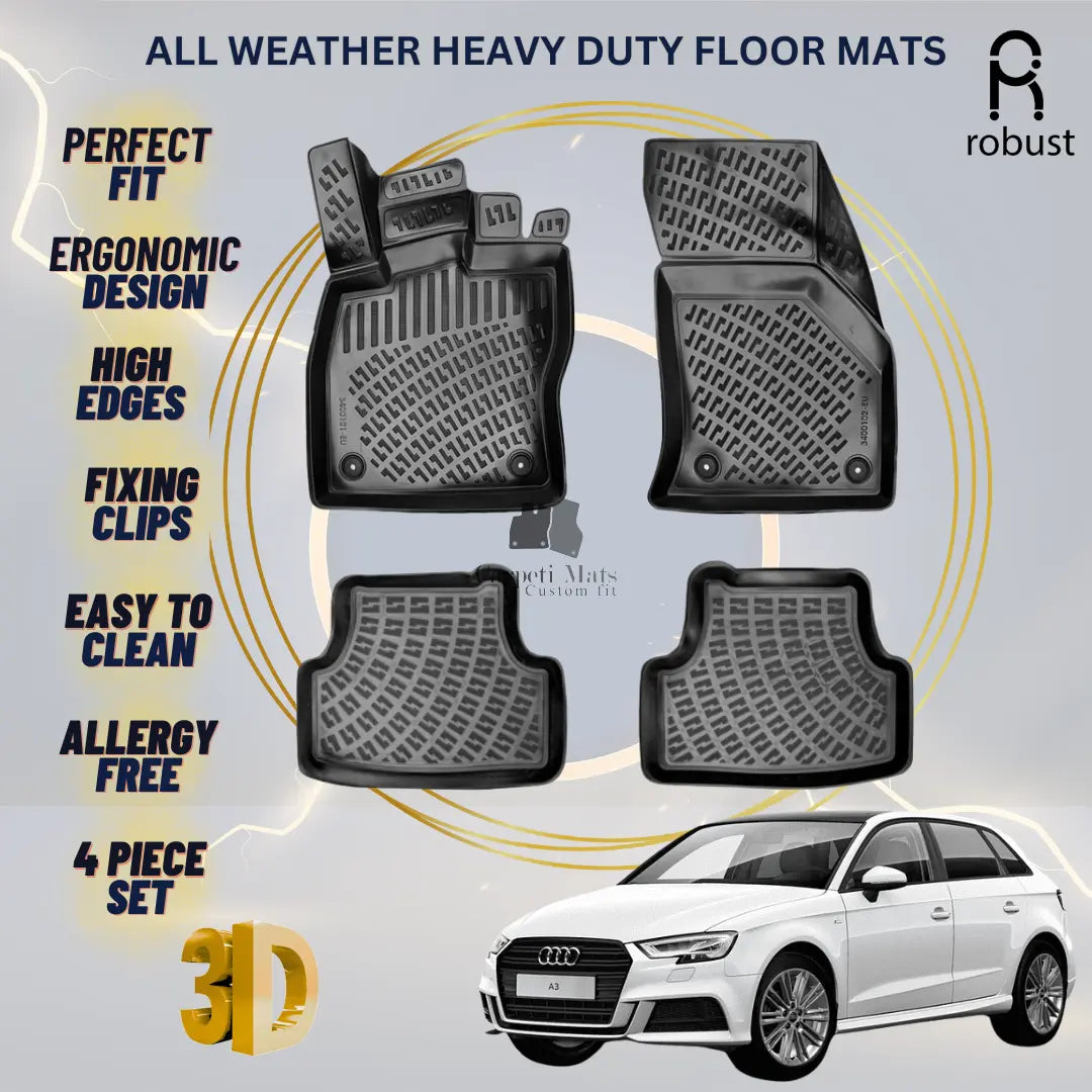 Floor Mats Liners For Audi A3 2013-2020 All Weather Heavy Duty 3D Car Rugs New