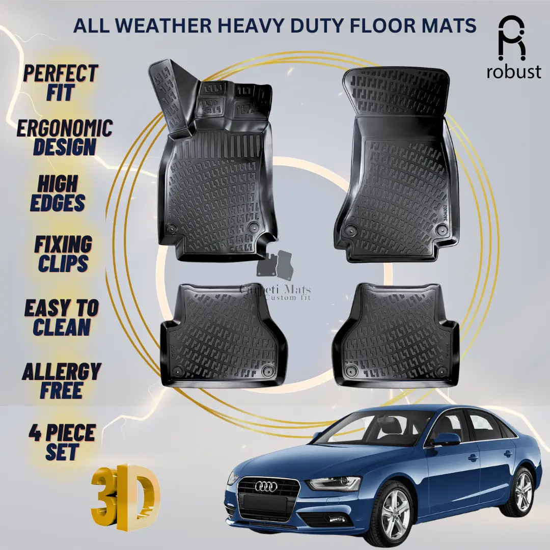 Floor Mats Liners For Audi A4 2007-2015 B8 All Weather Heavy Duty 3D Car Rugs