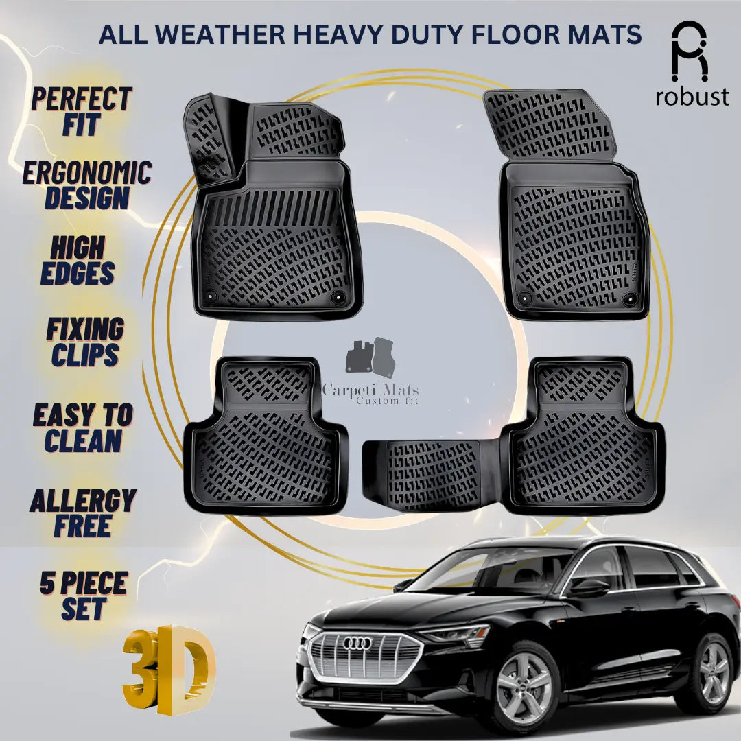 Floor Mats Liners For Audi Q7 e-Tron 2016-2025 All Weather Heavy Duty Car Rugs