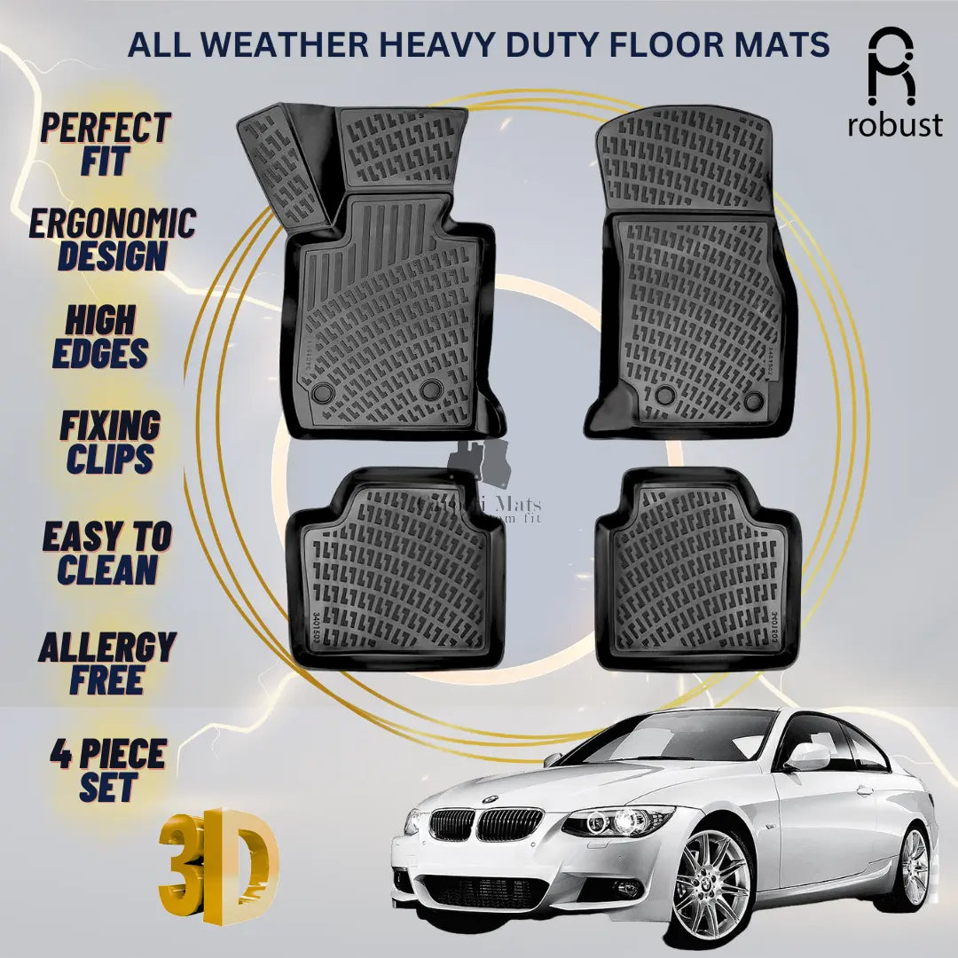 Floor Mats Liners For BMW 3 E92 Coupe 2007-2013 All Weather Heavy Duty Car Rugs