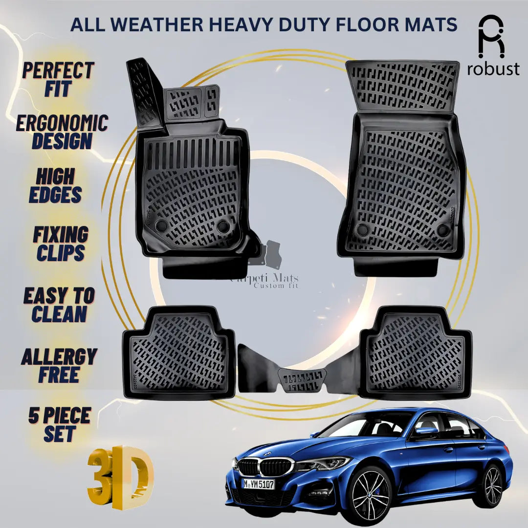 Floor Mats Liners For BMW 3 G20/G21 2019-2024 All Weather Heavy Duty 3D Car Rugs
