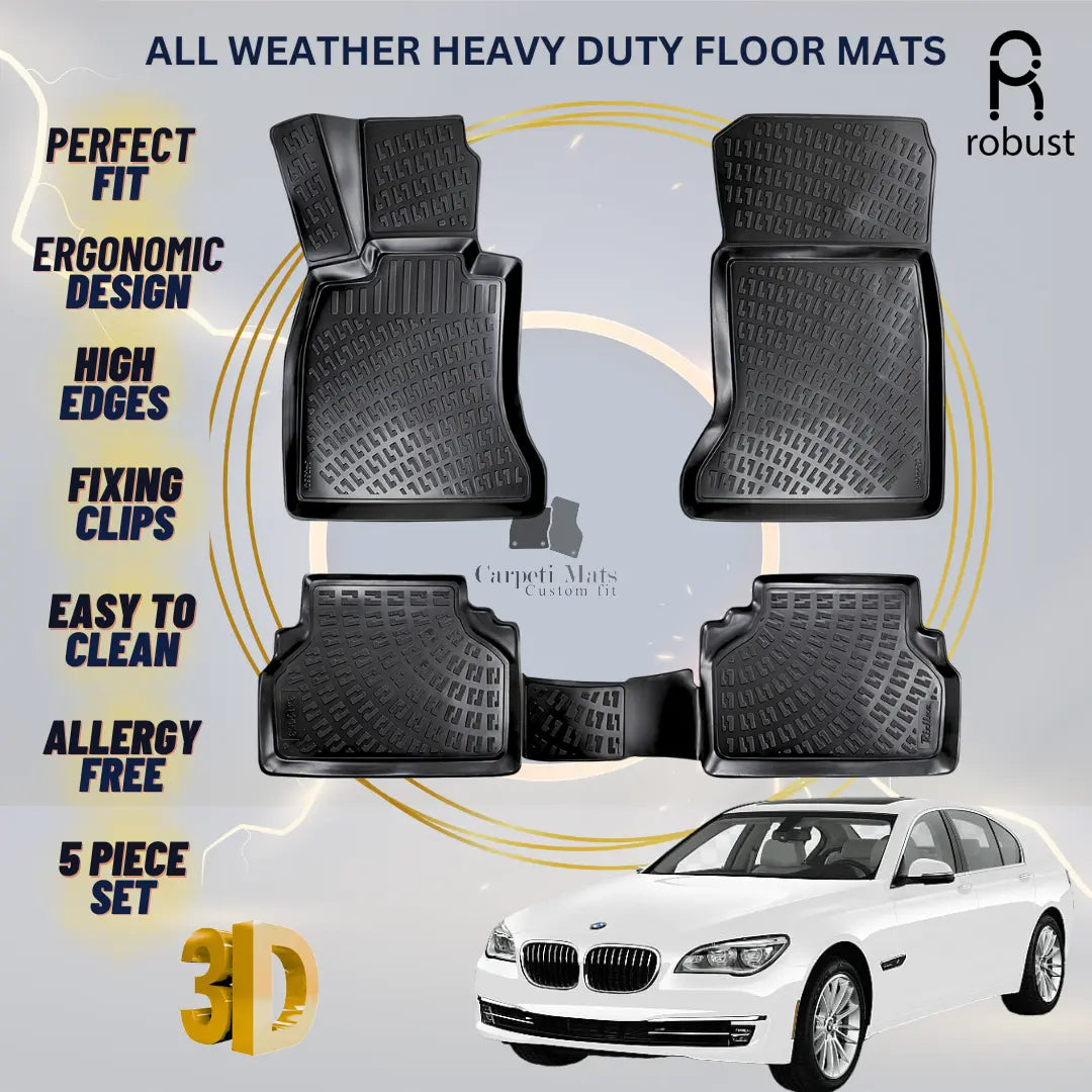 Floor Mats Liners For BMW 7 SWB F01 2008-2015 All Weather Heavy Duty 3D Car Rugs