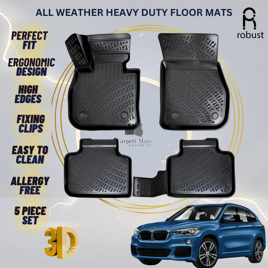 Floor Mats Liners For BMW X1 F48 2016-2022 All Weather Heavy Duty 3D Car Rugs