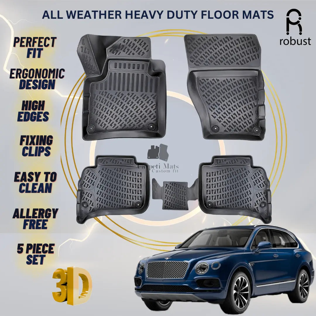 Floor Mats Liners For Bentley Bentayga 2016-2020 All Weather Heavy Duty 3d Rugs