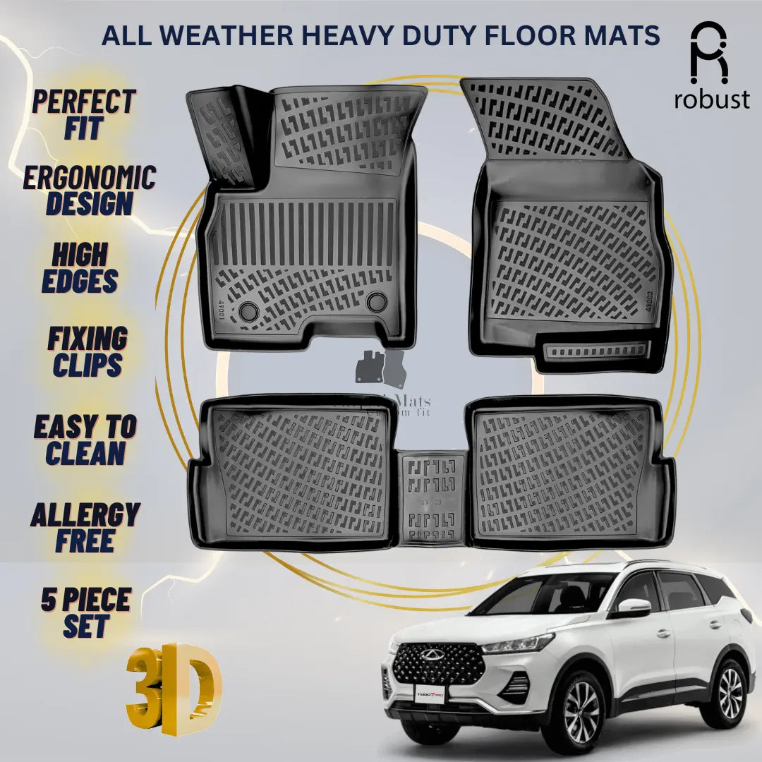 Floor Mats Liners For Chery Tiggo 7 2020-2025 All Weather Heavy Duty 3D Car Rugs
