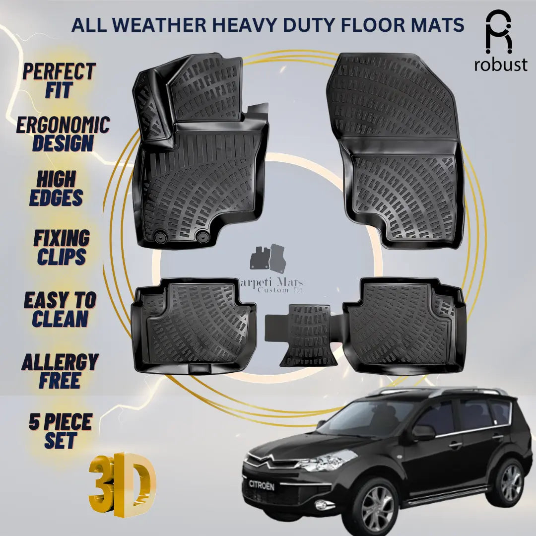 Floor Mats Liners For Citroen C-Crosser 2007-2012 All Weather Heavy Duty Rugs