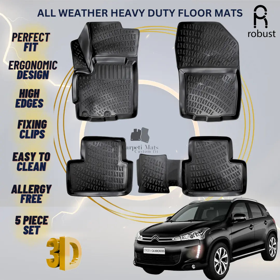 Floor Mats Liners For Citroen C4 Aircross 2012-2017 All Weather Heavy Duty Rugs