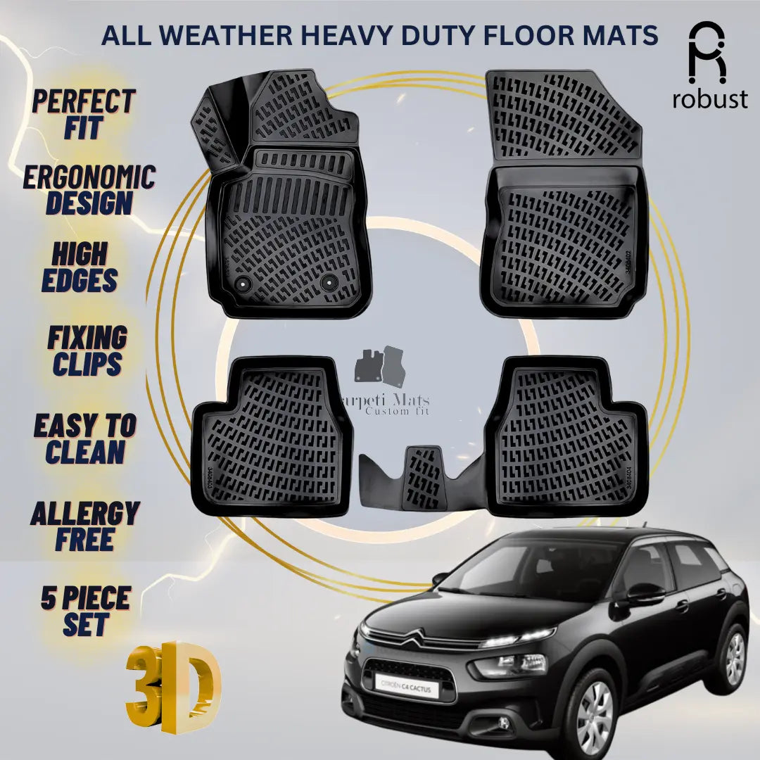 Floor Mats Liners For Citroen C4 Cactus 2004-2010 All Weather Heavy Duty Car Rug