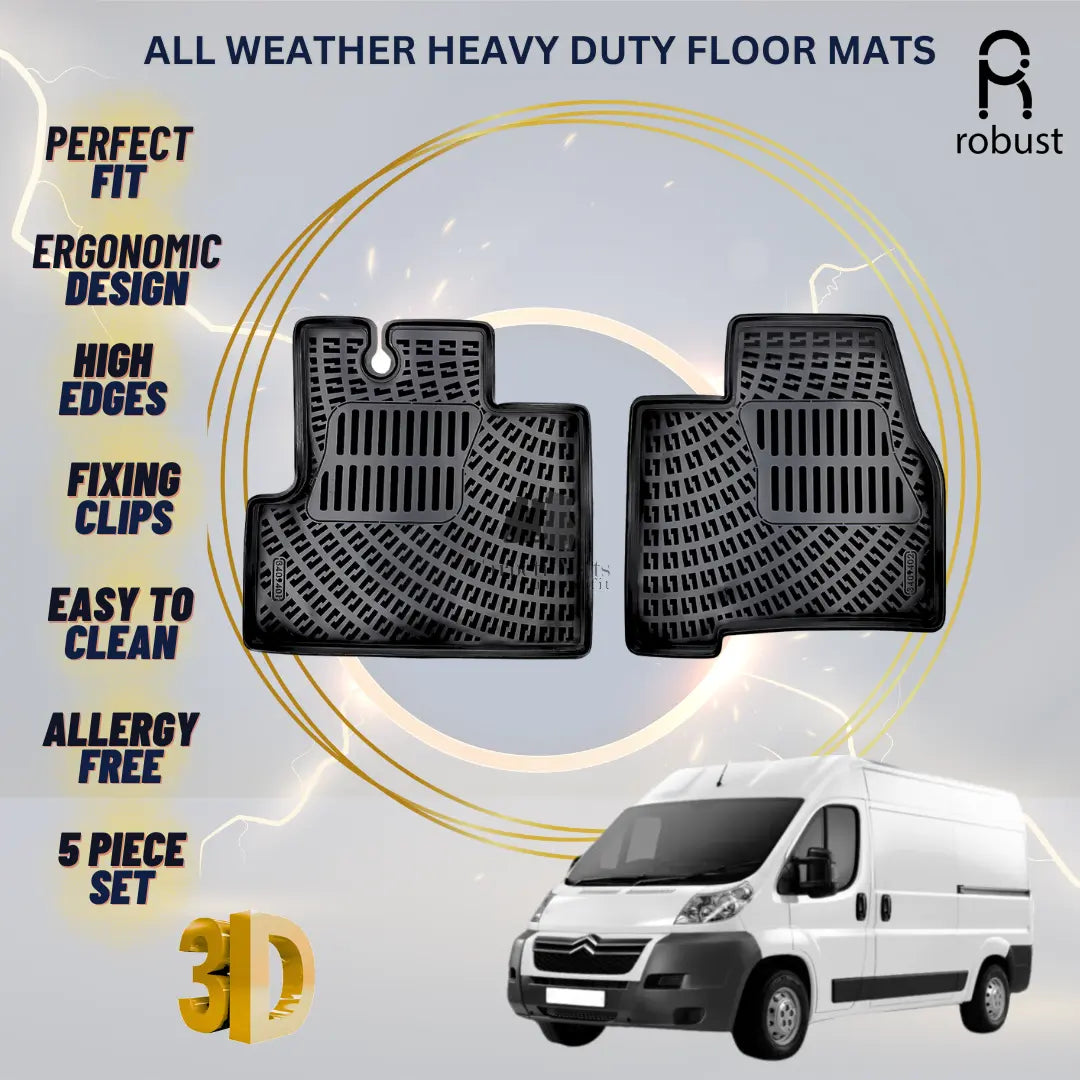 Floor Mats Liners For Citroen Jumper 2006-2024 All Weather Heavy Duty Car Rugs