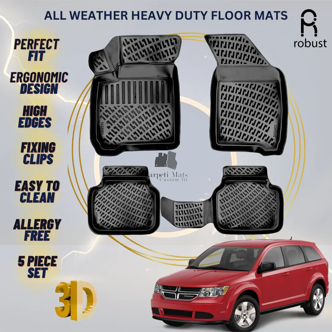 Floor Mats Liners For Dodge Journey 2009-2020 All Weather Heavy Duty 3D Car Rugs
