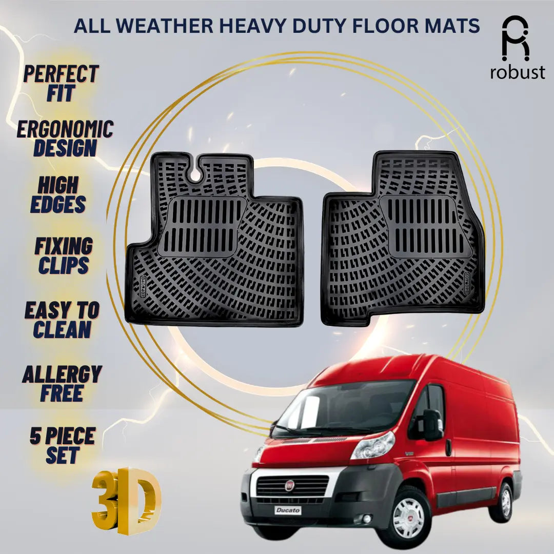 Floor Mats Liners For Fiat Ducato VAN 2006-2024 All Weather Heavy Duty 3D Rugs