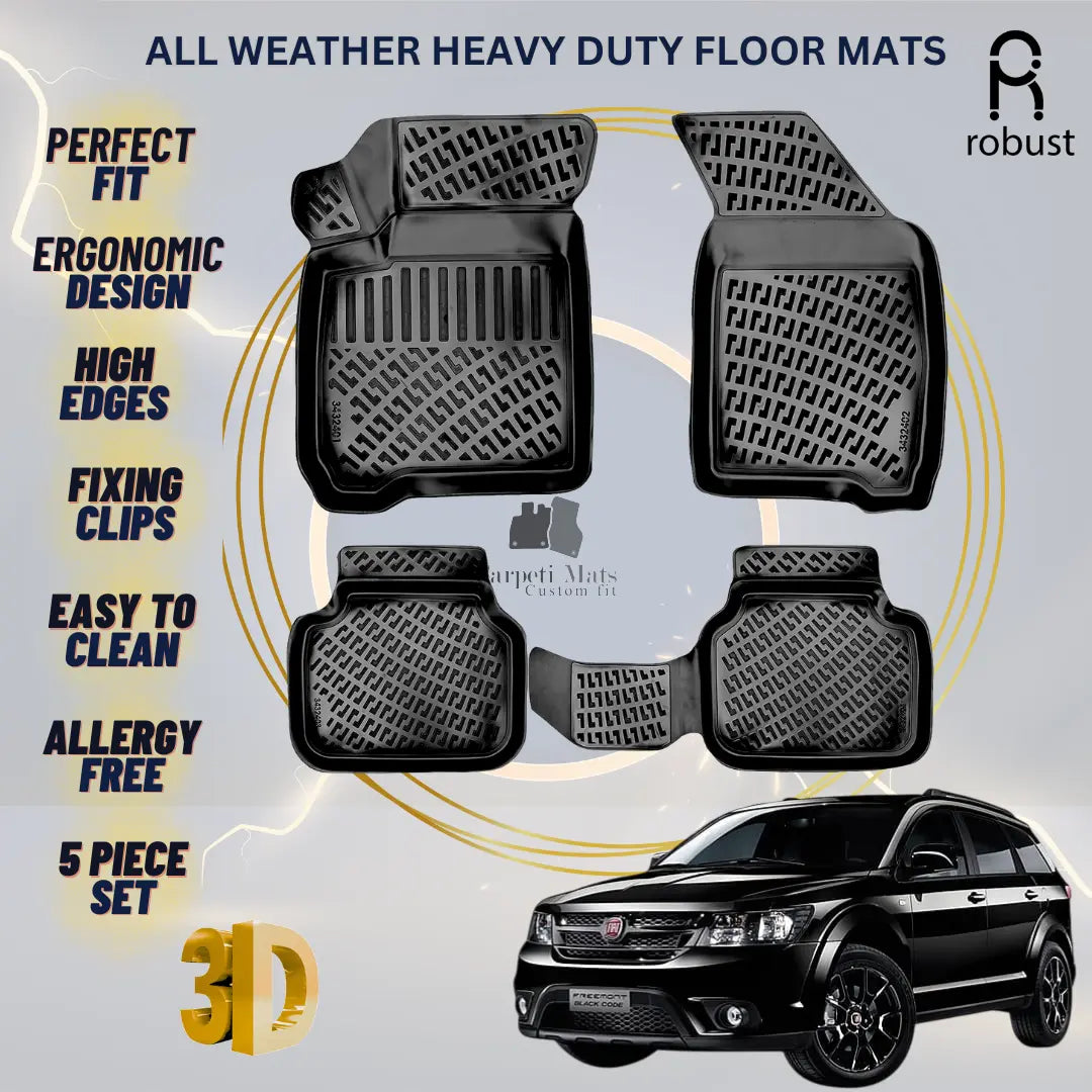 Floor Mats Liners For Fiat Freemont 2011-2016 All Weather Heavy Duty 3D Car Rugs