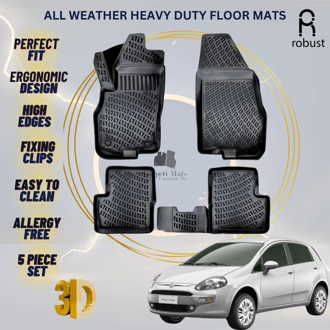Floor Mats Liners For Fiat Punto 2005-2015 All Weather Heavy Duty 3d Car Rugs