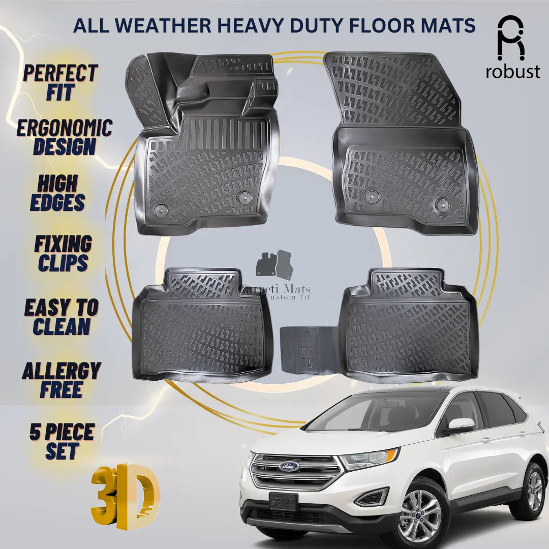 Floor Mats Liners For Ford Edge 2016-2023 All Weather Heavy Duty 3D Car Rugs