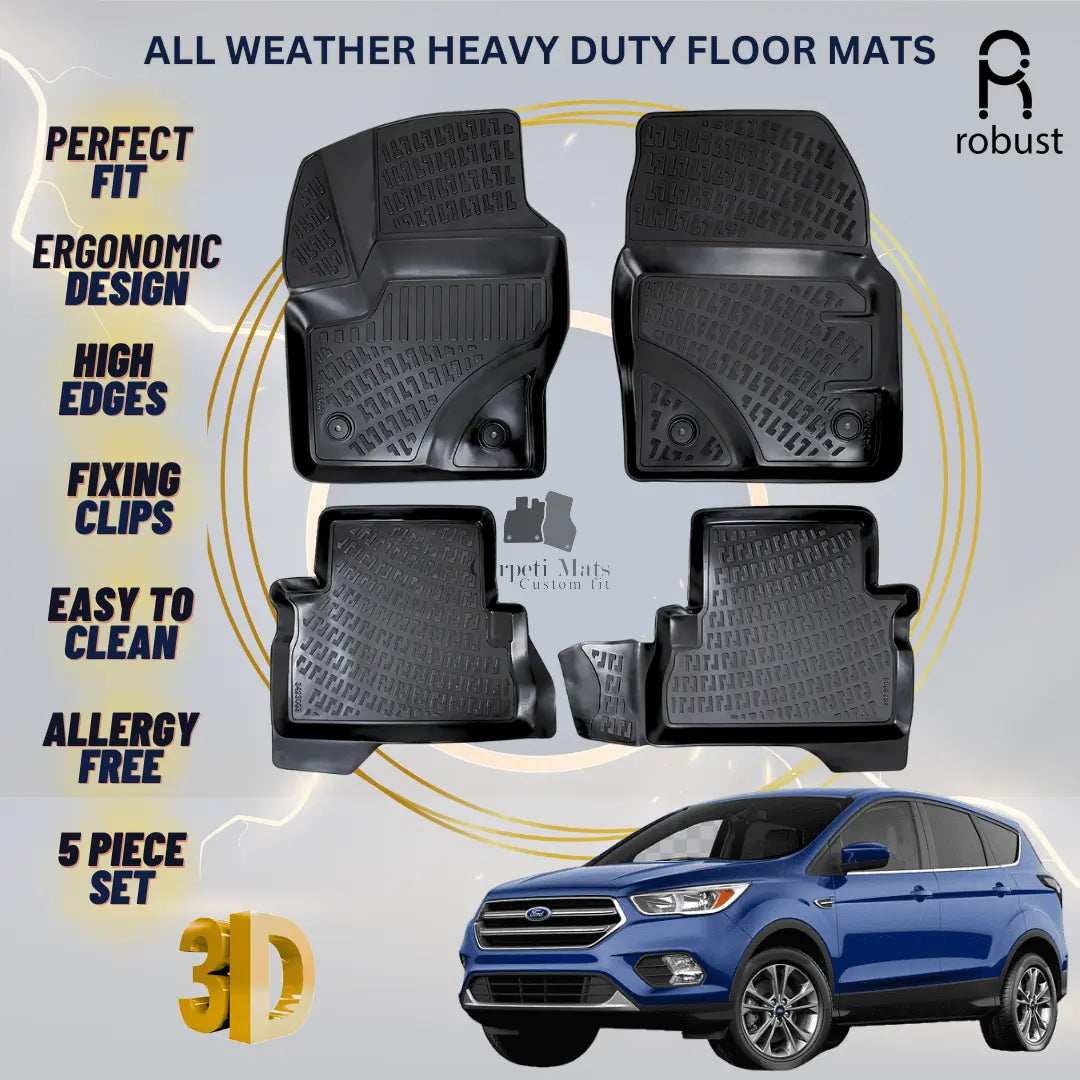 Floor Mats Liners For Ford Escape 2013-2019 All Weather Heavy Duty 3D Car Rugs