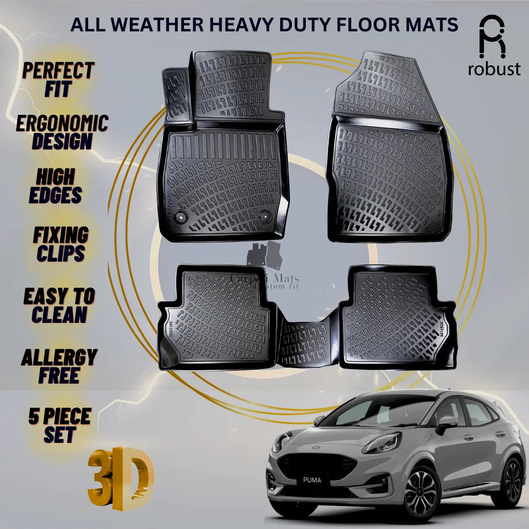 Floor Mats Liners For Ford Puma 2019-2025 All Weather Heavy Duty 3D Car Rugs New