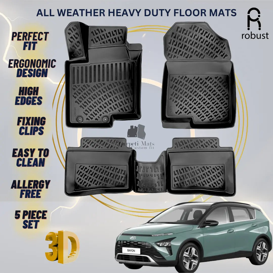 Floor Mats Liners For Hyundai Bayon 2021-2025 All Weather Heavy Duty 3d Car Rugs