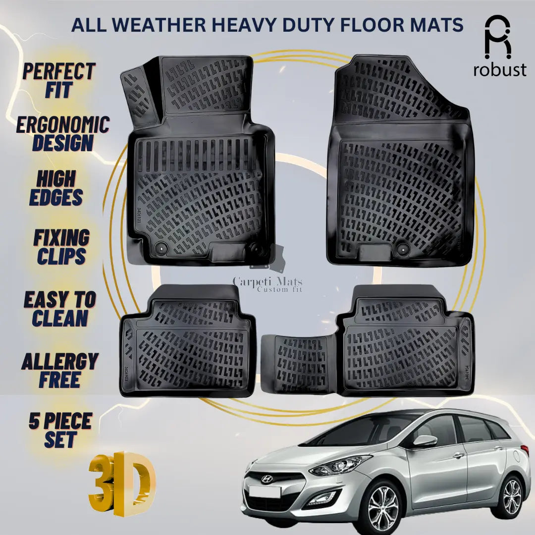 Floor Mats Liners For Hyundai Elantra GT 2012-2017 All Weather Heavy Duty Rugs