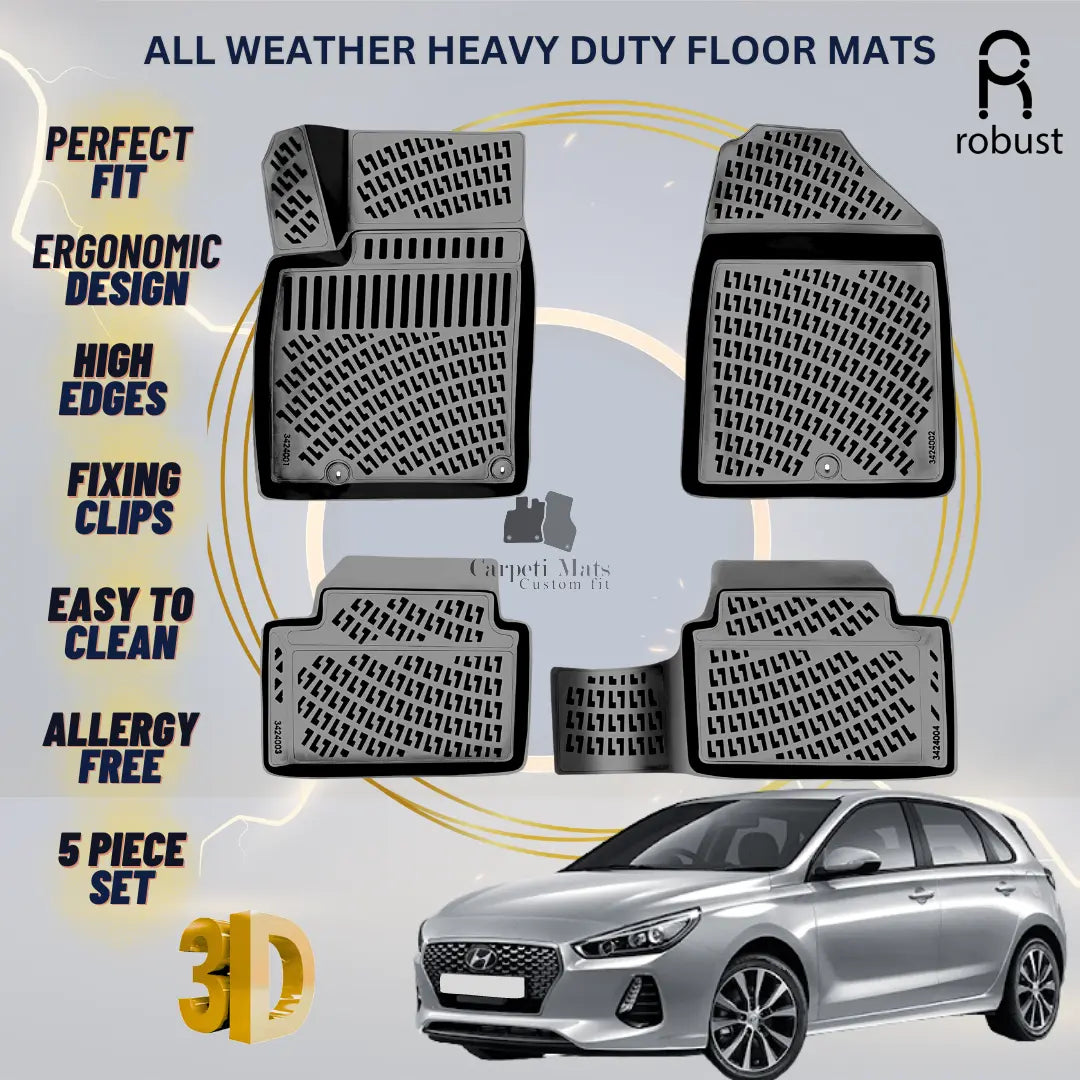Floor Mats Liners For Hyundai Elantra GT 2017-2024 All Weather Heavy Duty Rugs
