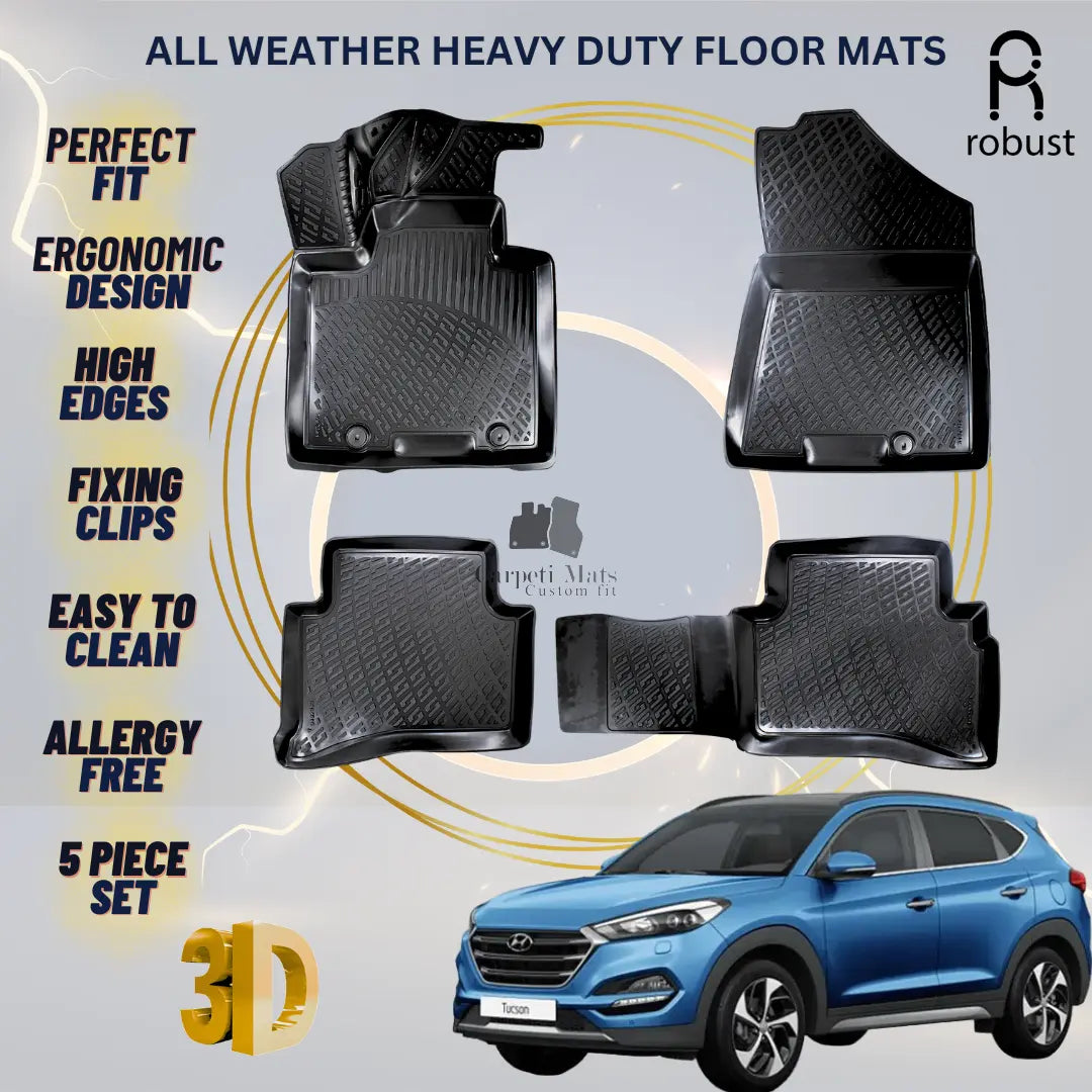 Floor Mats Liners For Hyundai Tucson 2015-2021 All Weather Heavy Duty Car Rugs