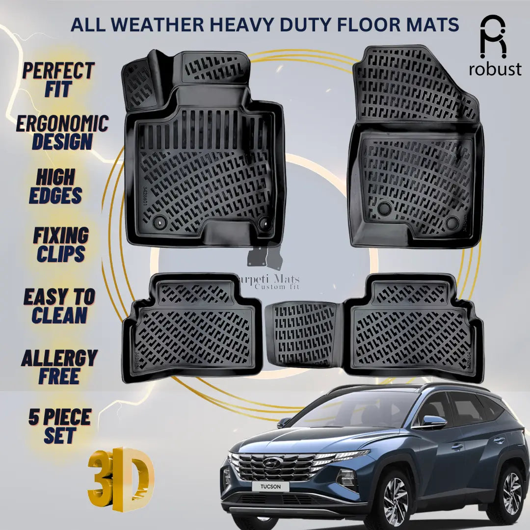 Floor Mats Liners For Hyundai Tucson 2022-2025 All Weather Heavy Duty Car Rugs