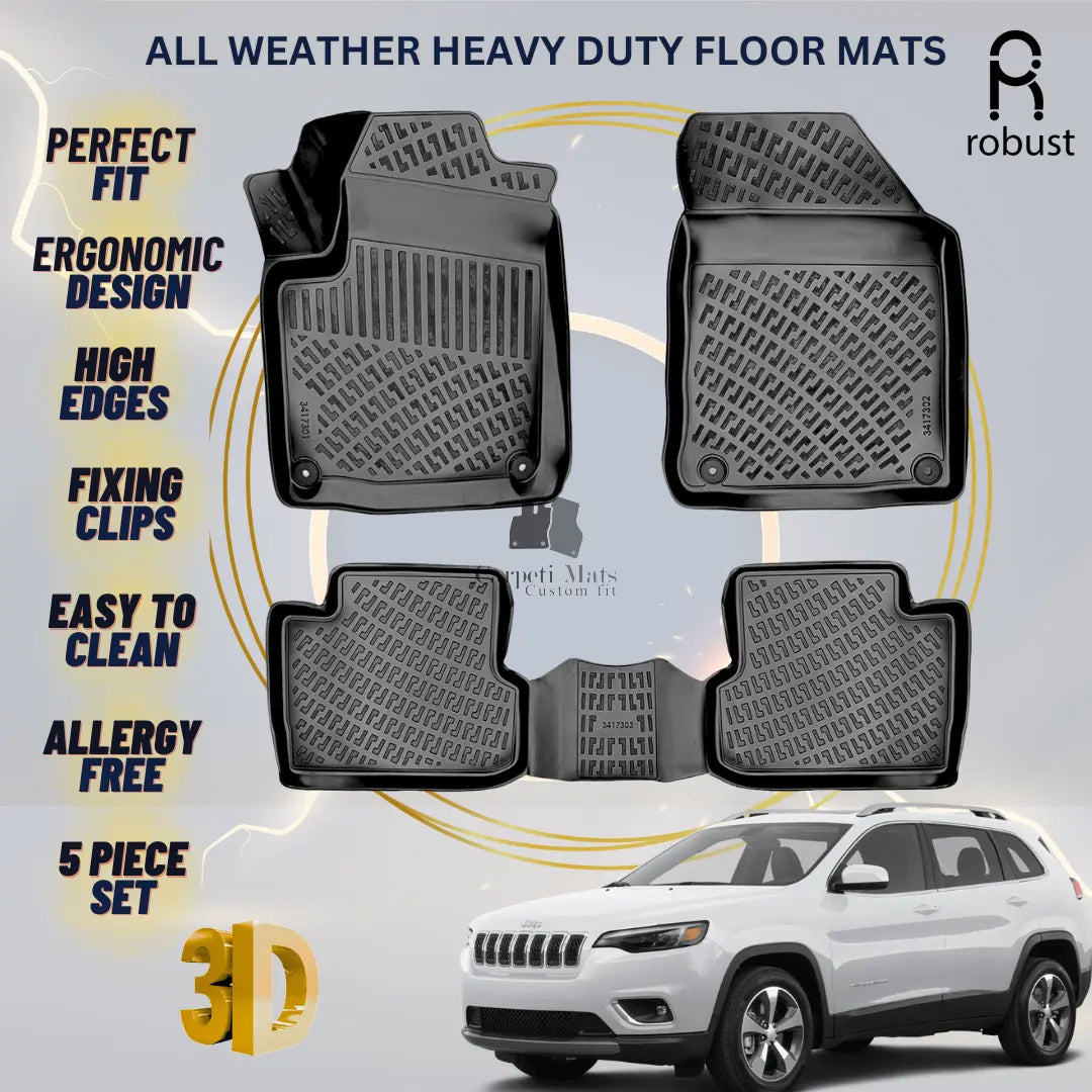 Floor Mats Liners For JEEP Cherokee 2018-2024 All Weather Heavy Duty Car Rugs