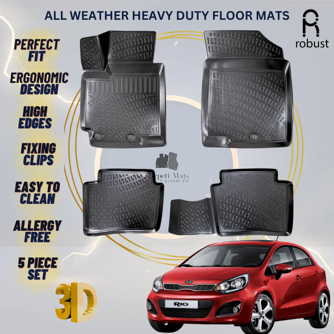 Floor Mats Liners For Kia Rio 2011-2017 All Weather Heavy Duty 3D Car Rugs New