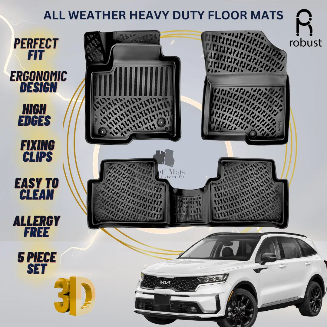 Floor Mats Liners For Kia Sorento Hybrid 2021-2025 All Weather Heavy Duty Rugs