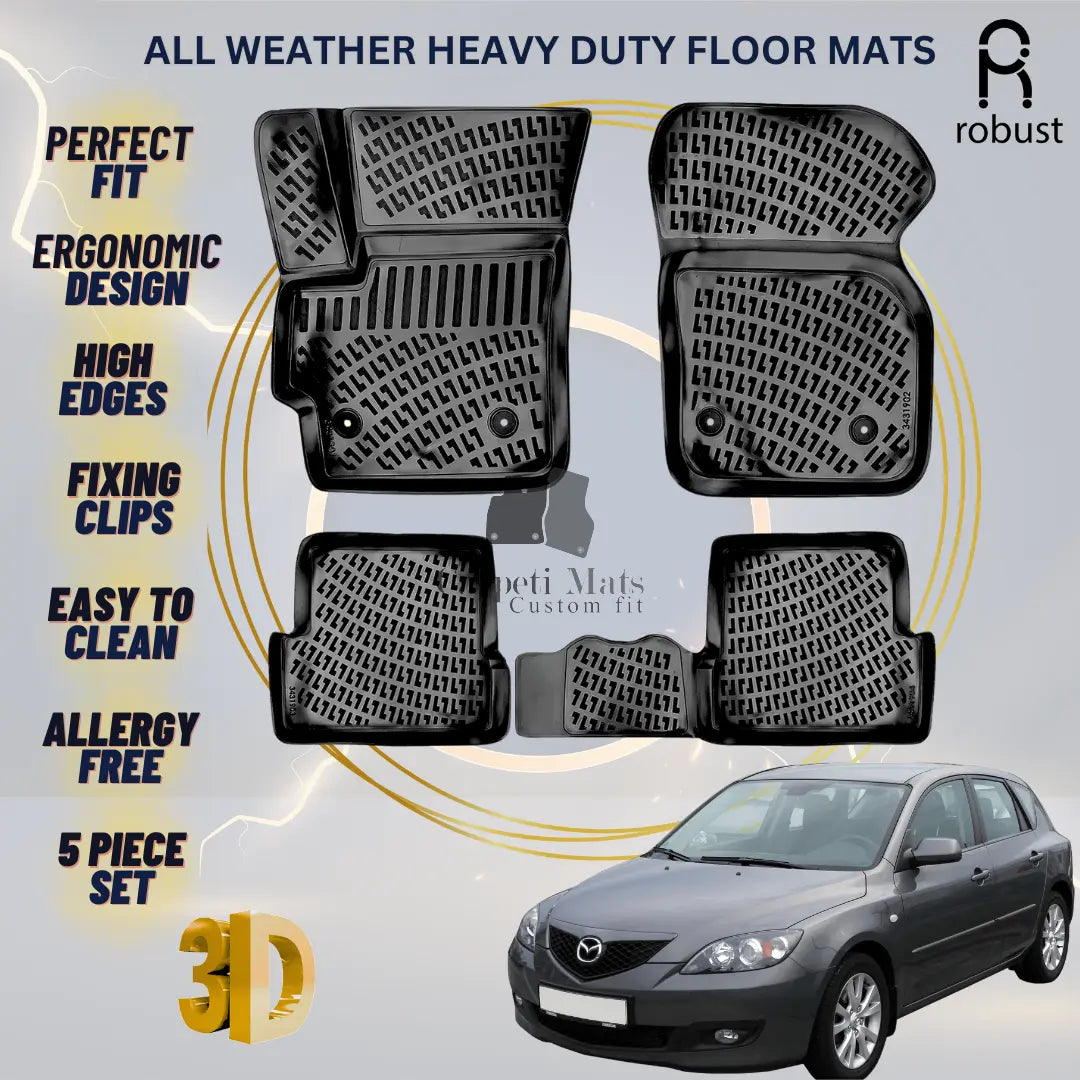 Floor Mats Liners For Mazda 3 2003-2009 All Weather Heavy Duty 3D Car Auto Rugs