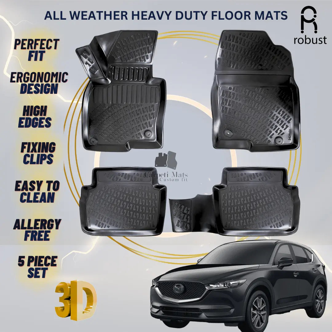 Floor Mats Liners For Mazda CX-5 2017-2025 All Weather Heavy Duty 3D Car Rugs