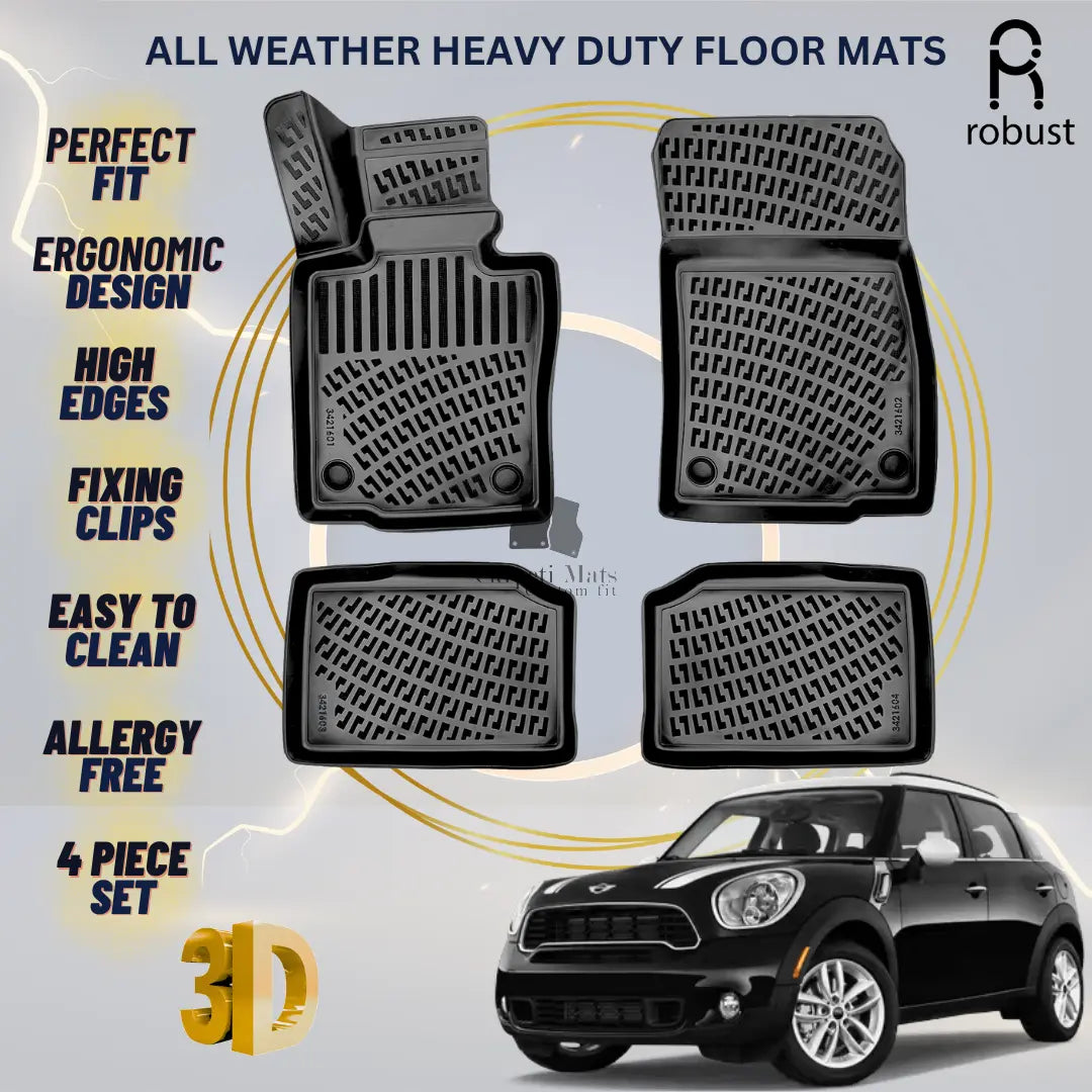 Floor Mats Liners For Mini Countryman R60 2010-2016 All Weather Heavy Duty Rugs