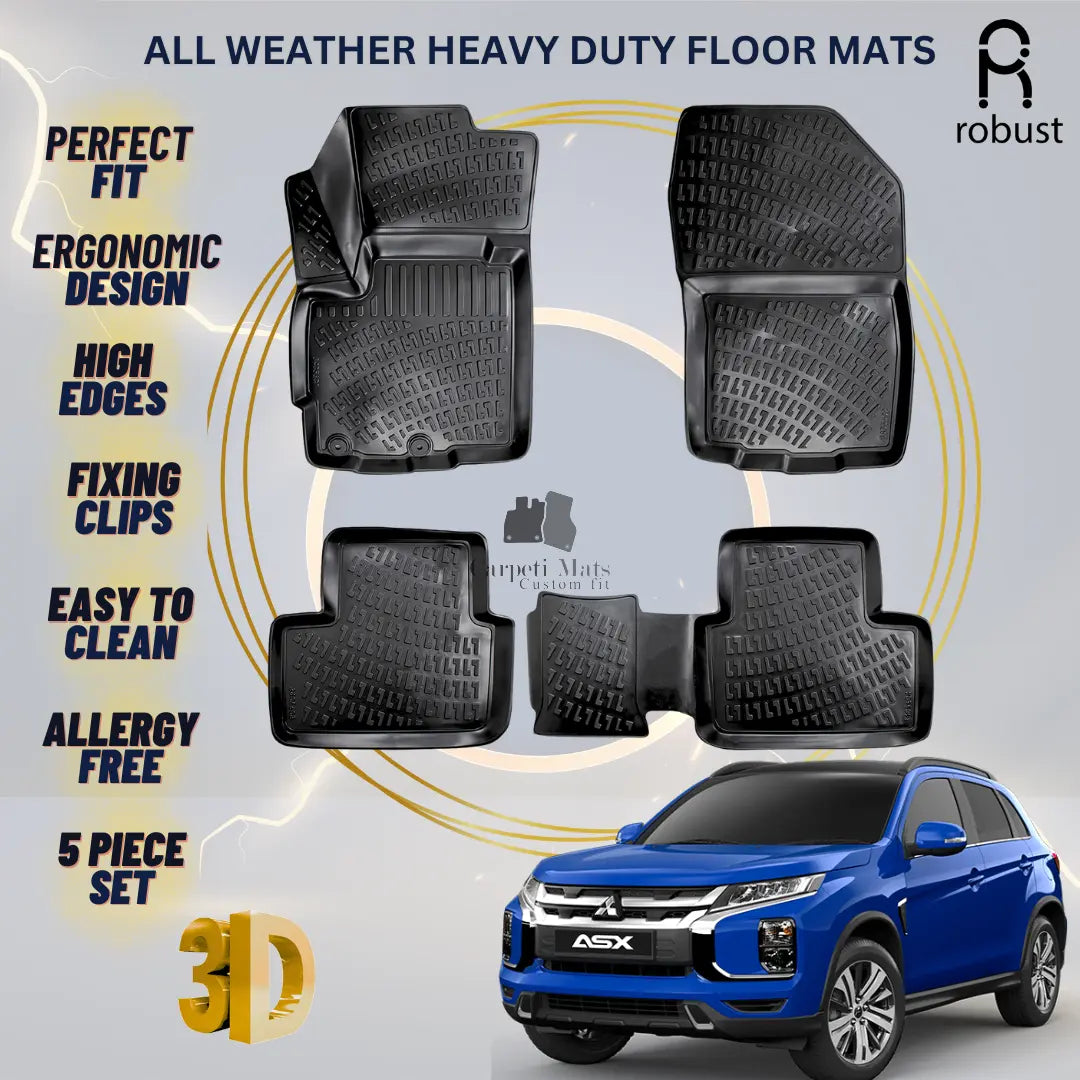 Floor Mats Liners For Mitsubishi ASX 2019-2022 All Weather Heavy Duty 3D Rugs
