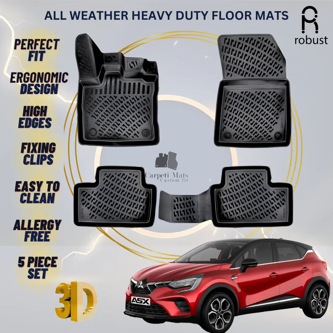 Floor Mats Liners For Mitsubishi ASX 2023-2025 All Weather Heavy Duty 3D Rugs