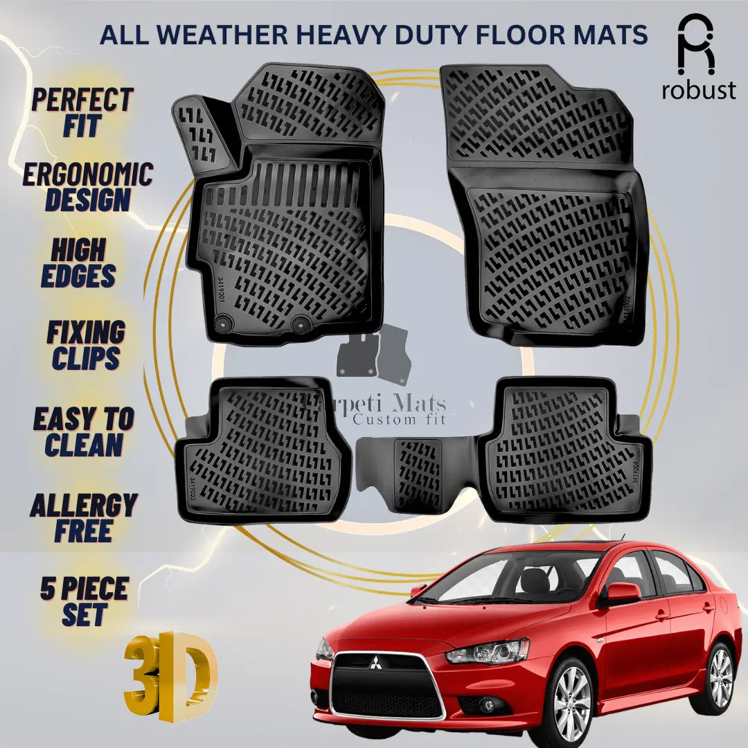 Floor Mats Liners For Mitsubishi Lancer 2008-2018 All Weather Heavy Duty 3D Rugs