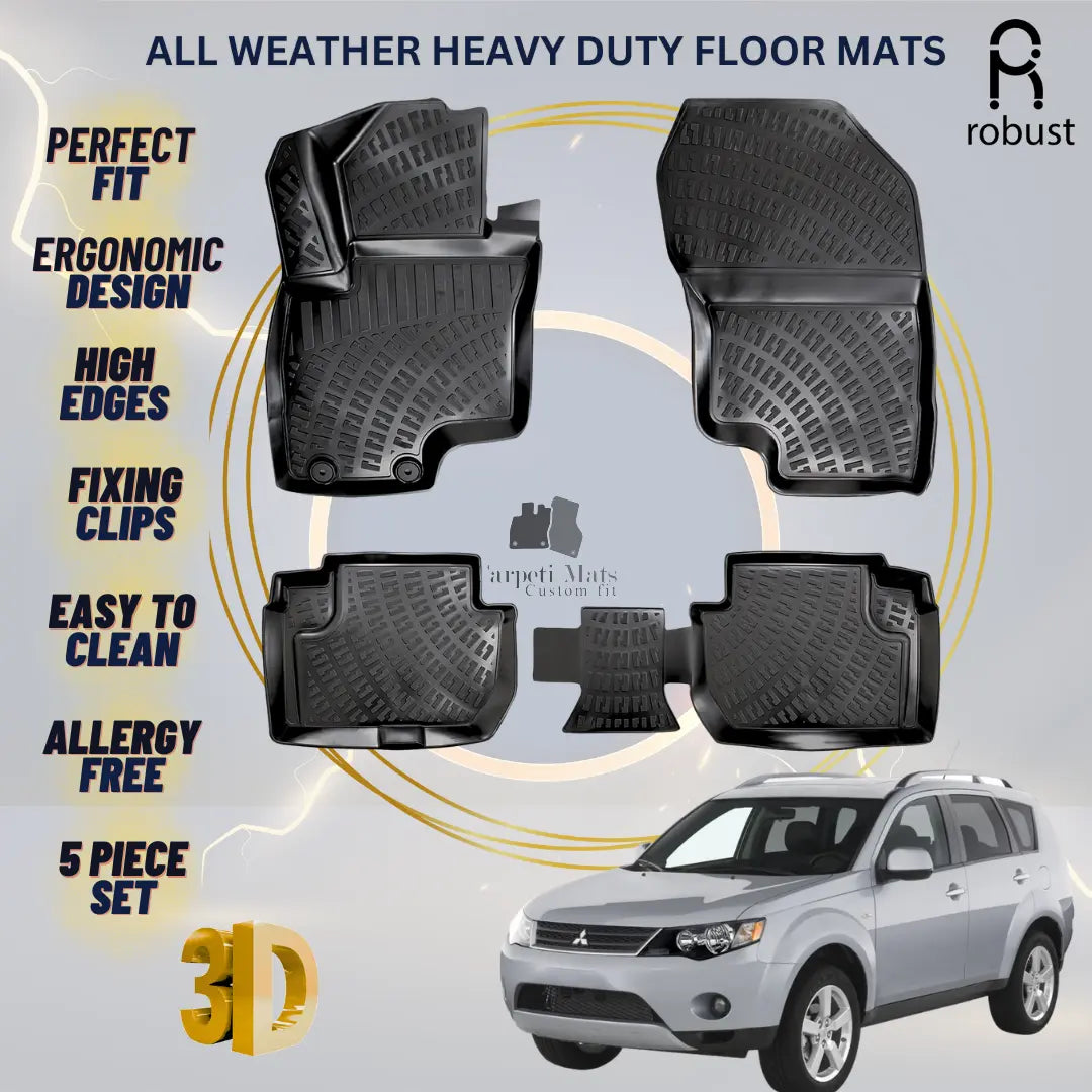 Floor Mats Liners For Mitsubishi Outlander 2005-2009 All Weather Heavy Duty Rugs