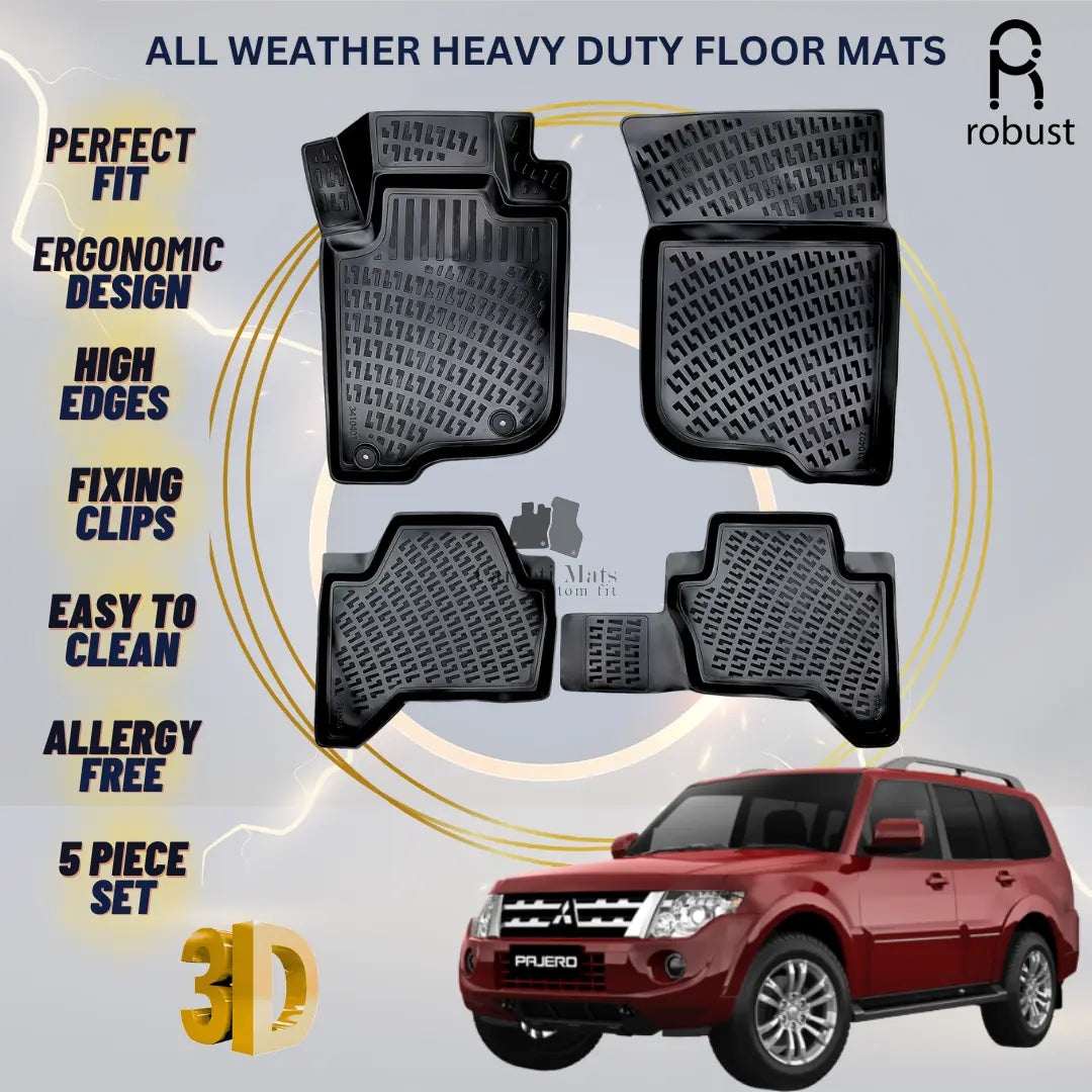 Floor Mats Liners For Mitsubishi Pajero 2012-2017 All Weather Heavy Duty 3D Rugs