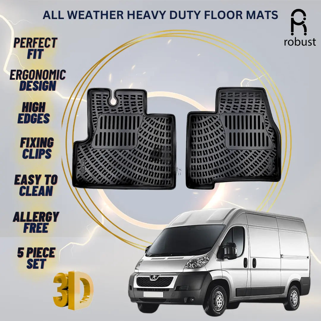 Floor Mats Liners For Peugeot Boxer VAN 2006-2024 All Weather Heavy Duty Rugs