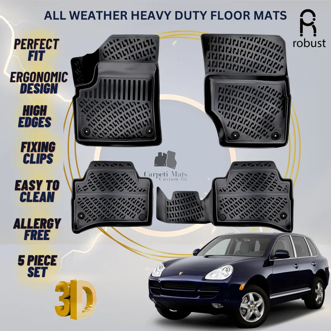 Floor Mats Liners For Porsche Cayenne 2002-2006 All Weather Heavy Duty Car Rugs