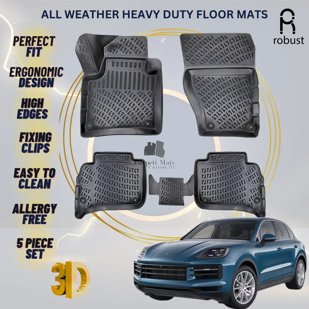 Floor Mats Liners For Porsche Cayenne 2024-2026 All Weather Heavy Duty Car Rugs