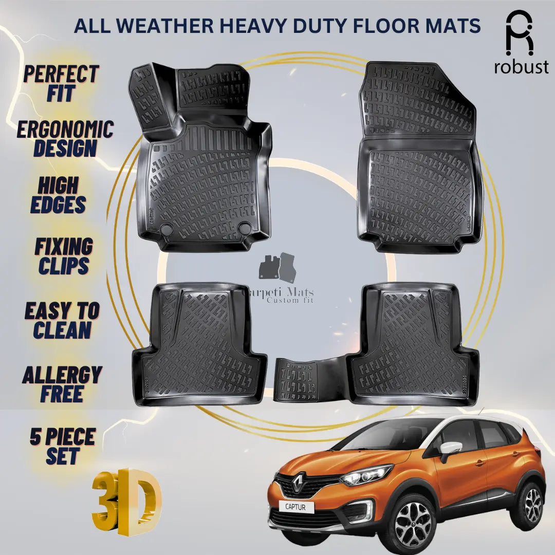 Floor Mats Liners For Renault Captur 2013-2019 All Weather Heavy Duty 3D Rugs