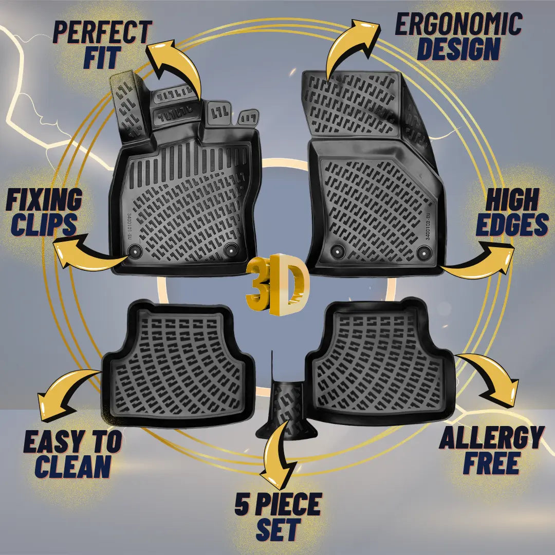 Floor Mats Liners For Renault Captur 2013-2019 All Weather Heavy Duty 3D Rugs